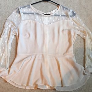 Lacy Polka dot peplum blouse